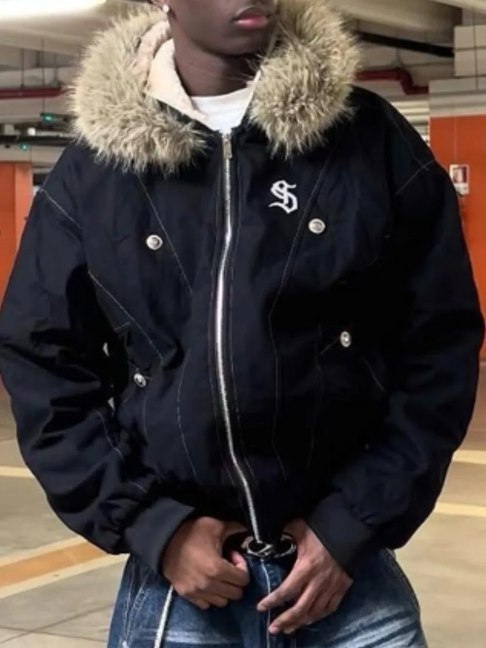 thesupermade Unisex Faux Fur Hoodie Jacket